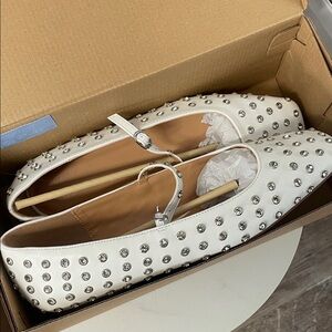 Studded White Flats